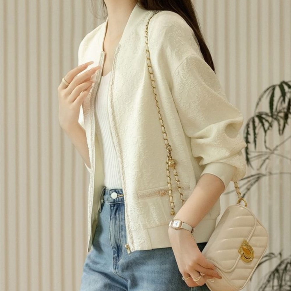 SALE!! NWT Jeonseon - Plain Floral Jacquard Zip-Up Baseball
Jacket Medium